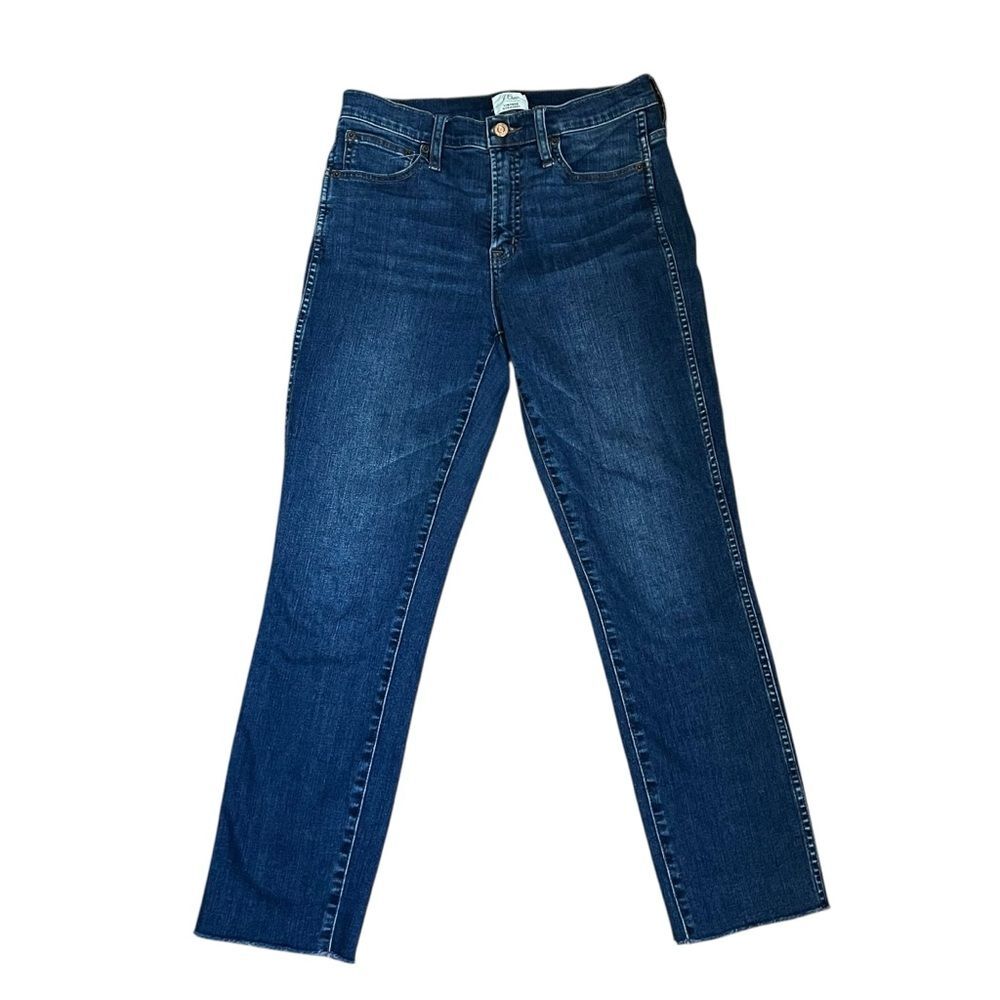 J Crew Vintage Straight High Rise Jeans Womens US 27  Raw Ankle Hem Excellent